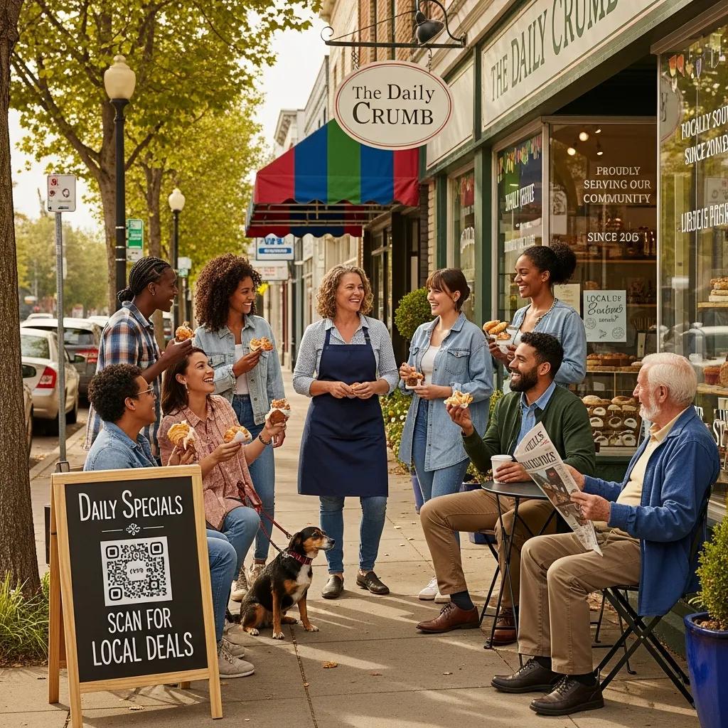 Local business owner engaging with customers to enhance local SEO presence