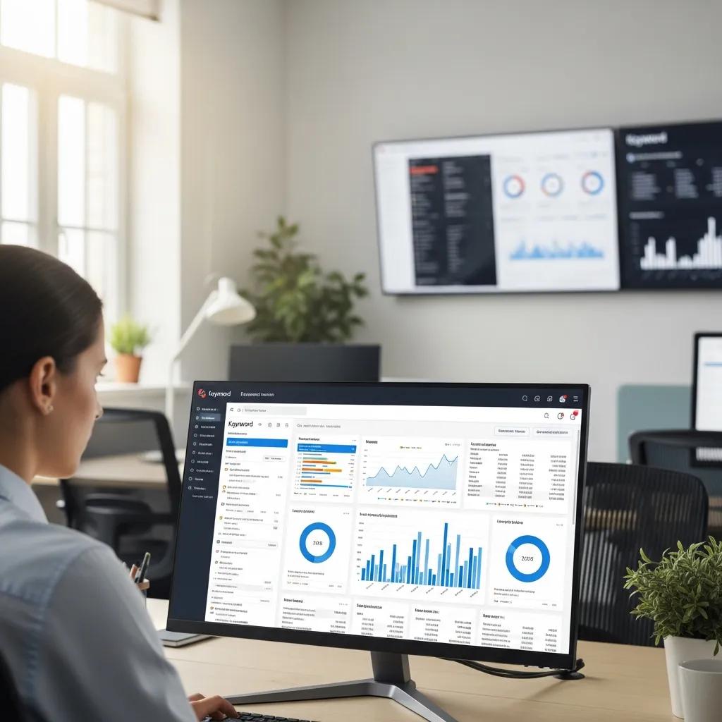 Person analyzing keyword data on a computer, highlighting the influence of keyword research on SEO