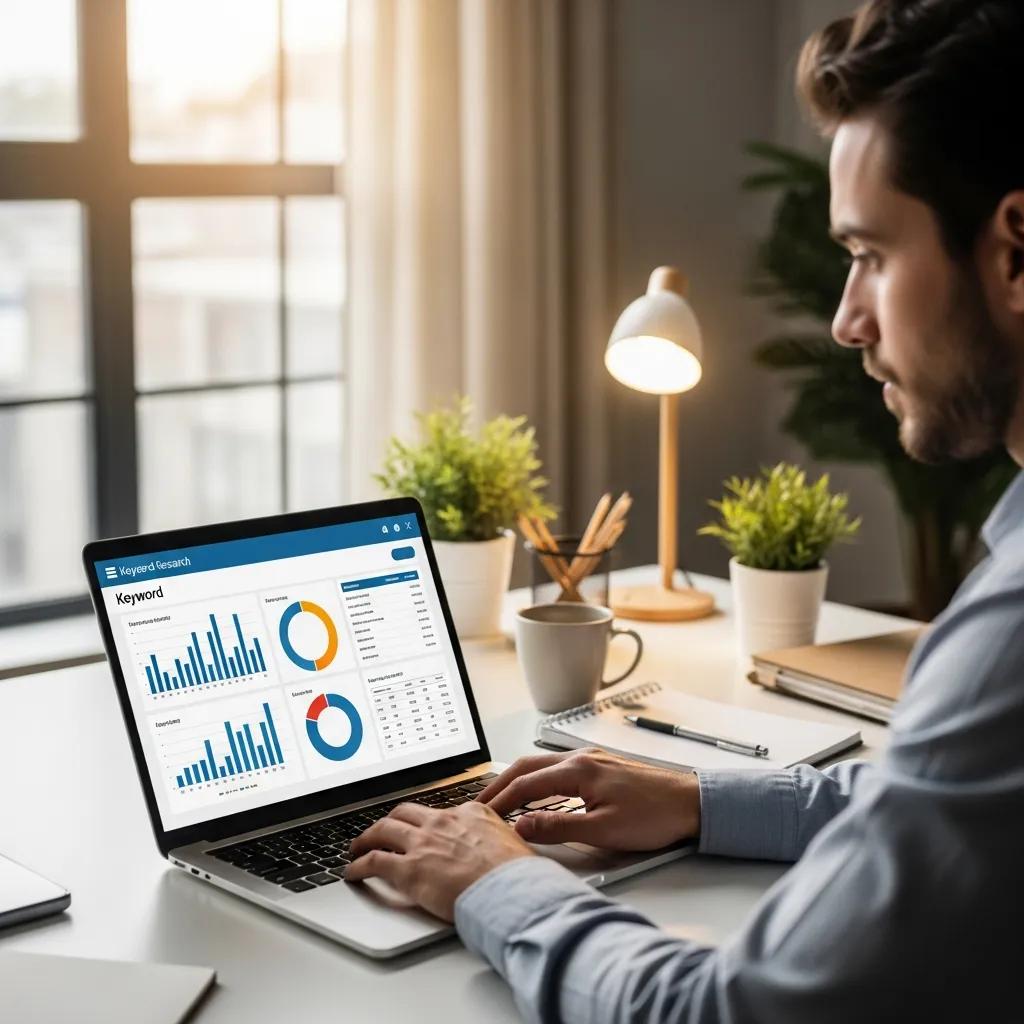 Person conducting keyword research to improve Google rankings